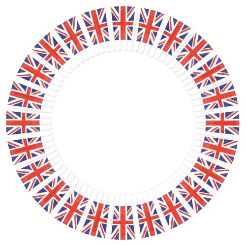 8 x Union Jack Rimmed Paper Plates