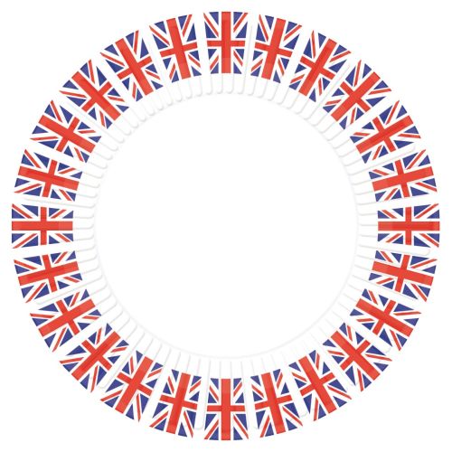 8 x Union Jack Rimmed Paper Plates