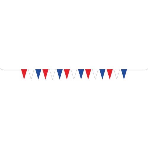 10m Red, White & Blue Plastic Pennant Bunting