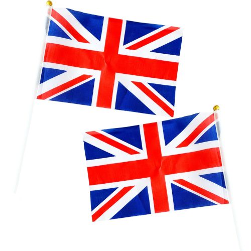 6 Great Britain Union Jack Waving Flags