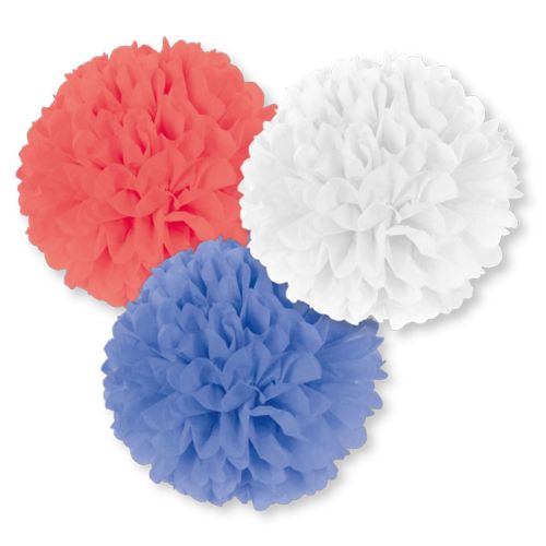 Red, White And Blue Fluffy Decorations Set