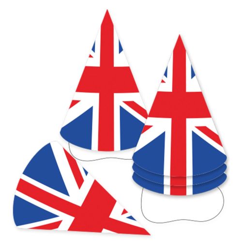 6 x Union Jack Flag Cone Hats