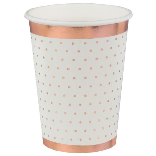 10 x White And Rose Gold Dotty Cups