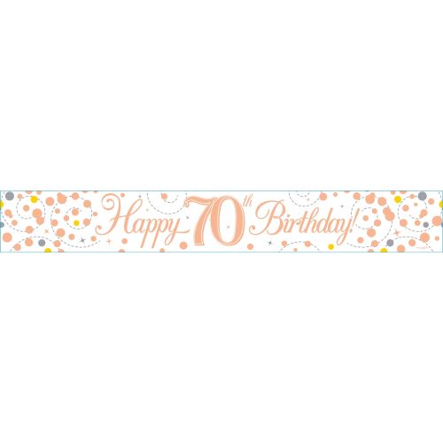 Rose Gold Sparkling Fizz Age 70 Foil Banner