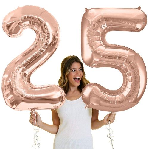 Large 34" Rose Gold Foil Number Balloons