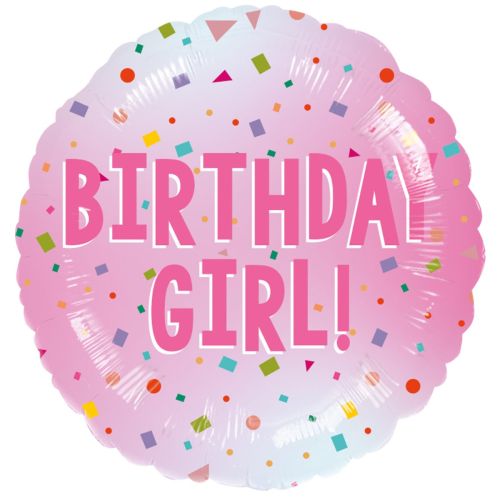Birthday Girl Confetti Standard Foil Balloon