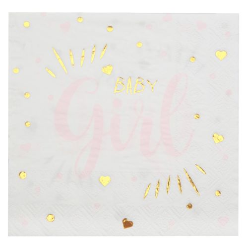 20 x Pink And Gold Baby Girl Napkins