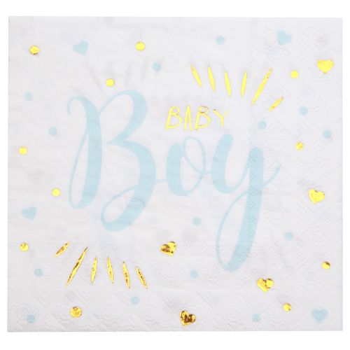20 x Blue And Gold Baby Boy Napkins