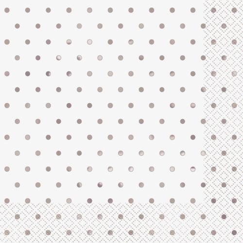 16 x Elegant Silver Dots Napkins