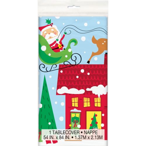Colourful Santa Rectangular Plastic Tablecover