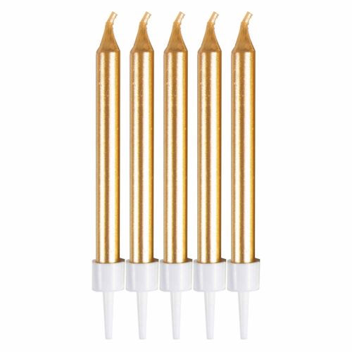 10 x Metallic Gold Straight Candles