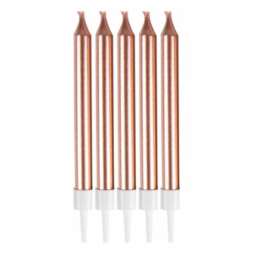 10 x Metallic Rose Gold Straight Candles