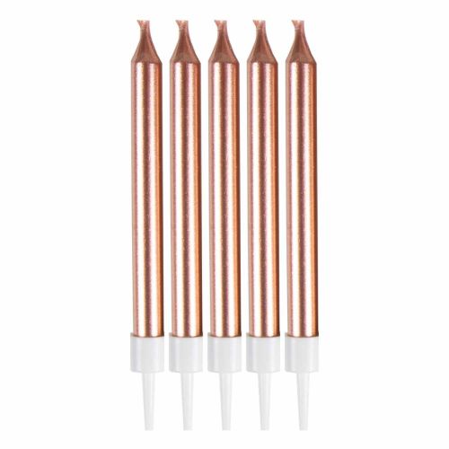 10 x Metallic Rose Gold Straight Candles