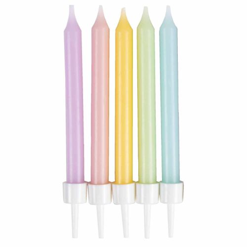 10 x Pastel Rainbow Straight Candles