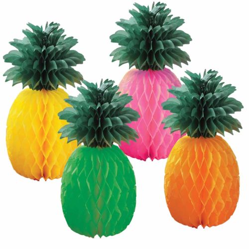 4 x Pineapple Honeycomb Decorations 