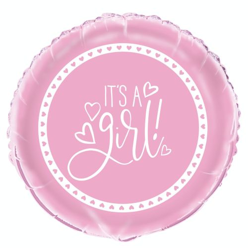 Pink Hearts It's A Girl Standard Foil Balloon