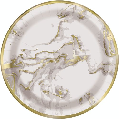 10 x Gold Marble 9" Paper Plates