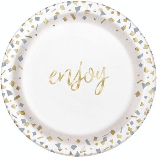 10 x Gold Confetti Enjoy 7" Plate