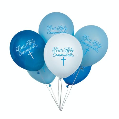 8 Blue Cross First Holy Communion Latex Balloons
