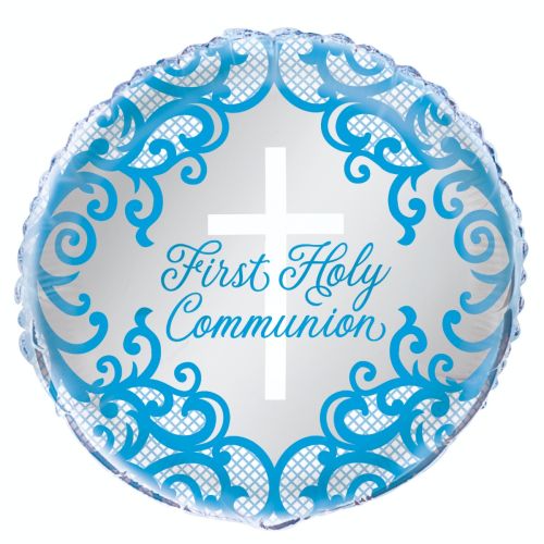 Fancy Blue Cross First Holy Communion Standard Foil Balloon