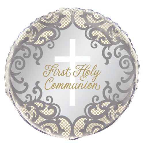 Fancy Gold And Silver Cross First Holy Communion Standard Foil Balloon