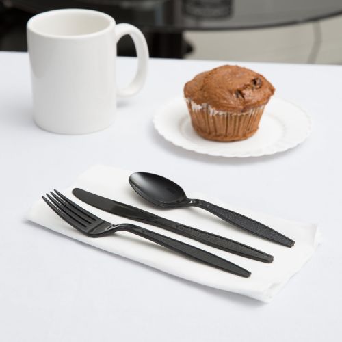 Heavy Duty Reusable Black Plastic Cutlery