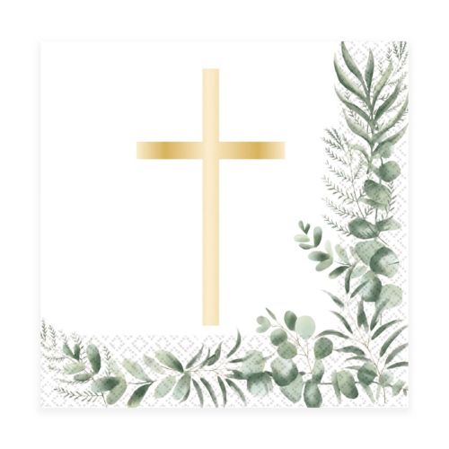 20 x Gold Botanical Cross Paper Napkins