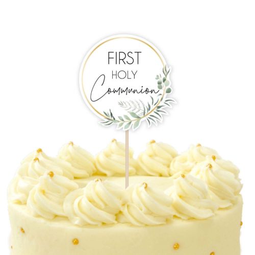 Botanical First Holy Communion Cake Topper