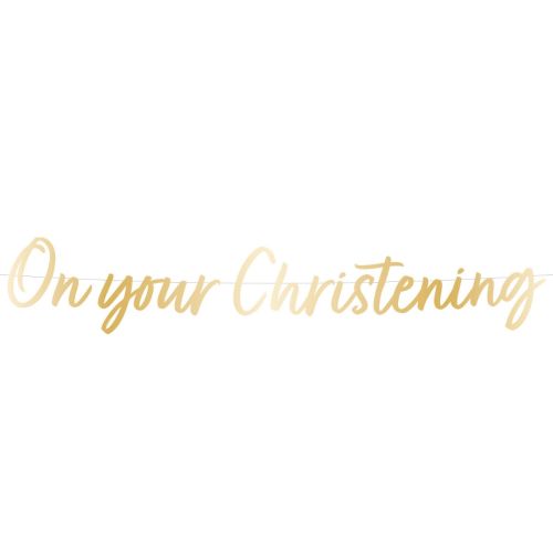 Gold Botanical On Your Christening Letter Banner 
