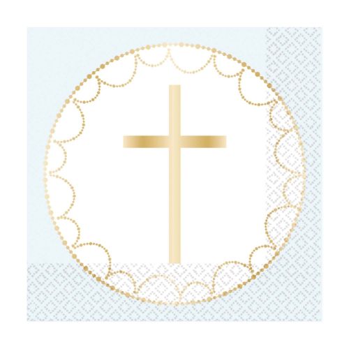 20 x Blue Botanical Cross Paper Napkins
