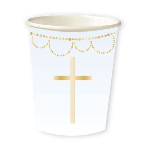 8 x Blue Botanical Cross Paper Cups