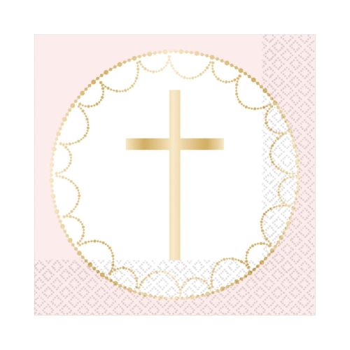 20 x Pink Botanical Cross Paper Napkin