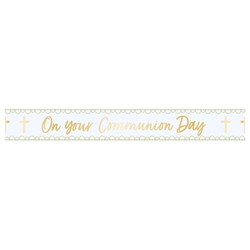 Blue Botanical Communion Foil Banner