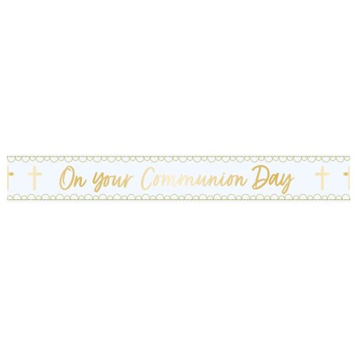 Blue Botanical Communion Foil Banner