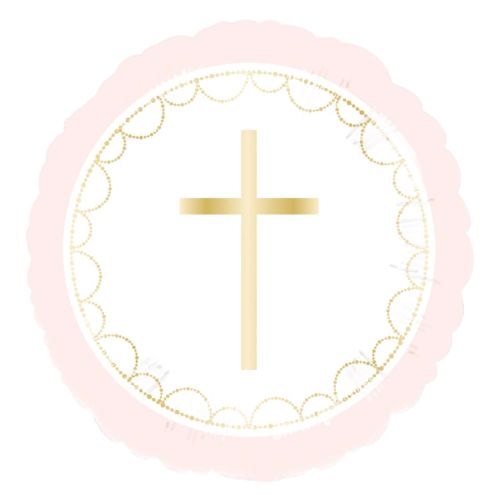 Pink Botanical Cross Standard Foil Balloon