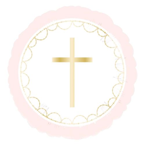 Pink Botanical Cross Standard Foil Balloon