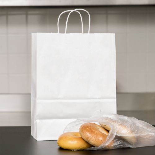 (200 Pack) 240 x 310 x 110mm White Twist Handle Paper Carrier Bags
