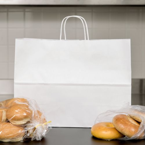 450 x 170 x 480mm White Paper Twist Handle Carrier Bags (150 Pack)