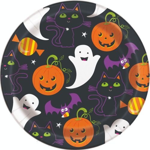 8 x Cat And Pumpkin 7" Paper Plates