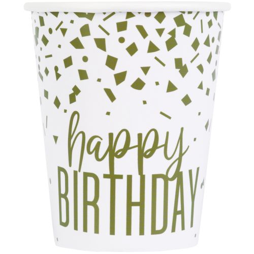 8 x Gold Confetti Happy Birthday Paper Cups