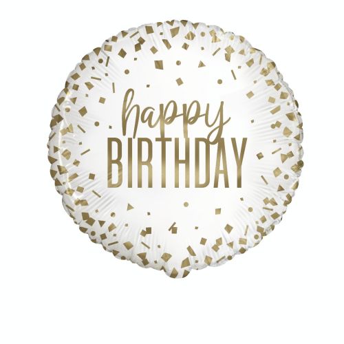 Gold Confetti Happy Birthday Foil Balloon