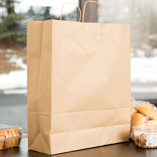 320 x 420 x 140mm Brown Paper Twist Handle Carrier Bags (200 Pack)