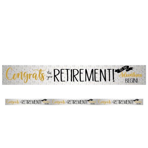 Black, Gold Silver Retirement Foil Banner