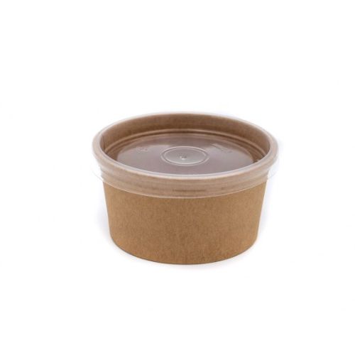 50 x Recessed Plastic Lid for 7oz Kraft Paper Food Tubs