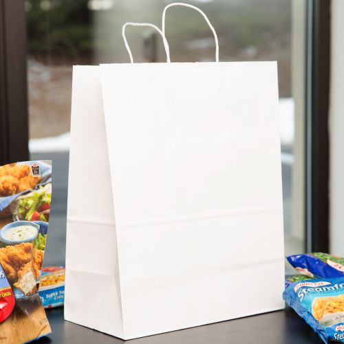 320 x 420 x 140mm White Paper Twist Handle Carrier Bags (200 Pack)