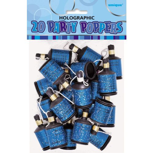 20 x Blue Glitz Confetti Party Poppers
