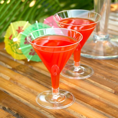 6 x Plastic 2 Piece Martini Glasses