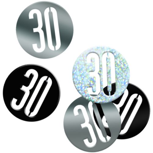 Black And Silver Mix Age 30 Table Confetti