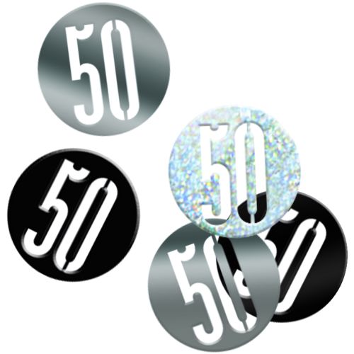 Black And Silver Mix Age 50 Table Confetti