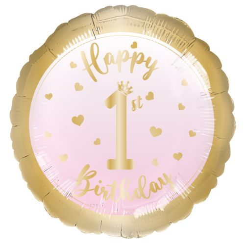 1st Birthday Pink Standard Foil Balloon